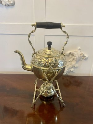 Support Brûleur En Laiton Victorian Années 1880 – Forme X, Pour Bouilloire à Thé