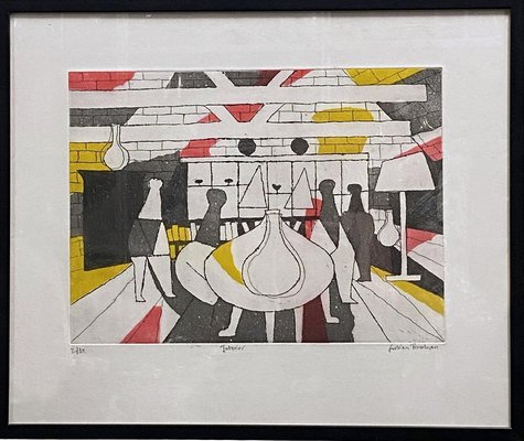 Julian Trevelyan, Surrealist Interior, 1973, Etching, Framed