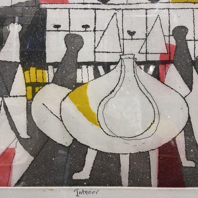 Julian Trevelyan, Surrealist Interior, 1973, Etching, Framed for