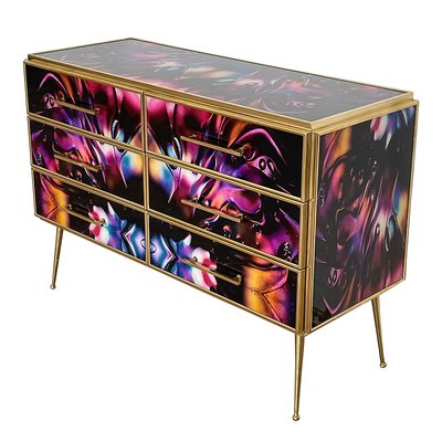Chest of 6 Drawers in Multicolored Murano Glass for sale at Pamono