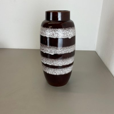 Large Pottery Fat Lava White-Rings Floor Vase from Scheurich
