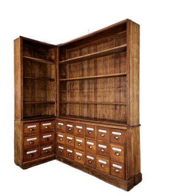 Large Oak Apothecary Corner Cabinet