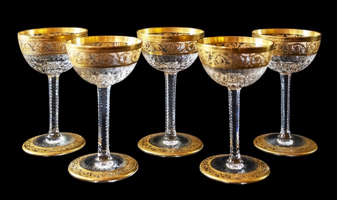 French Saint Louis Crystal Carafe with Sherry Glasses, 1930s