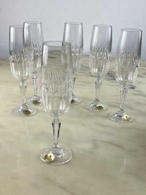 Bicchieri da champagne vintage in cristallo di Boemia, anni '80, set di 6  in vendita su Pamono
