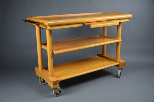 Französischer Servierwagen aus Holz & Messing, 1990er bei Pamono kaufen