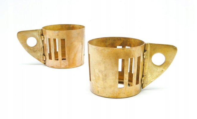 Bauhaus Tea Basket Mugs, Germany, 1930s, Set of 2