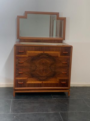 Rationalist Style Chest of Drawers with Mirror 1930s Set of 2