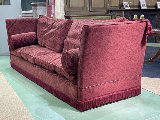 English Red Velvet 5 Seater Sofa 1990s for sale at Pamono