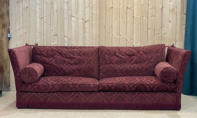 English Red Velvet 5 Seater Sofa 1990s