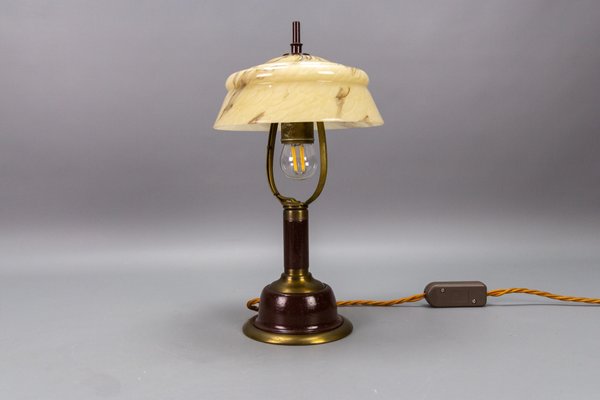 Large Antique Brass Table Lamps, 1950s, Set of 2 for sale at Pamono