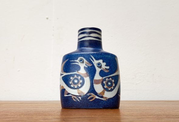Mid-Century Danish Porcelain Baca Line Vase with Bird Design