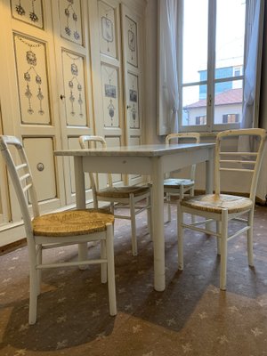 Mid-Century Chairs in Straw and Wood with Patina, Italy 1950s, Set - Main Image