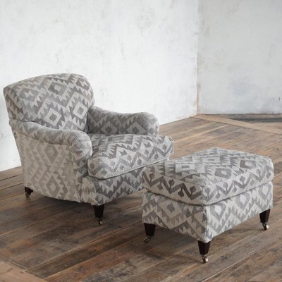 Kilim Armchair and Footstool by George Smith Set of 2 for sale at