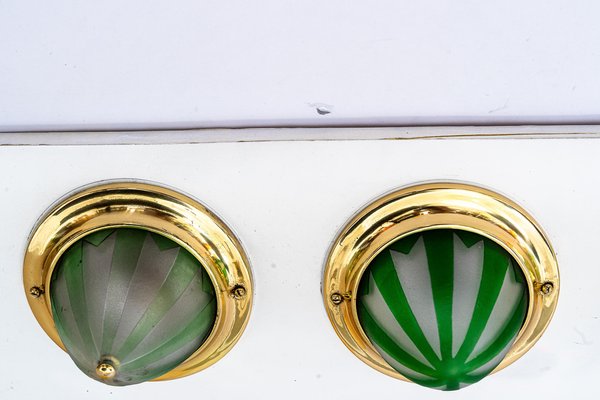 Faretto Art Déco in acciaio dorato con vetro verde Vidro | Maisons du Monde