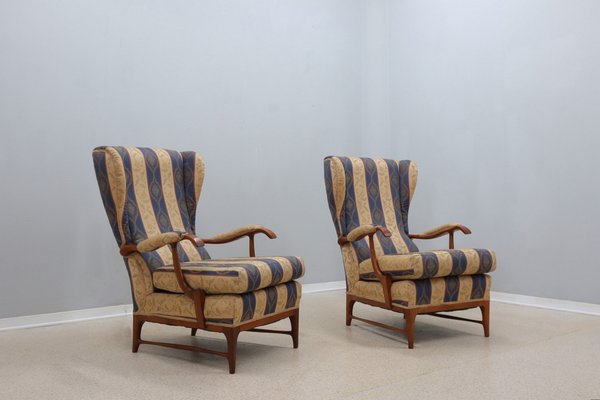 Mid Century High Back Armchairs 1950s Set of 2 for sale at Pamono