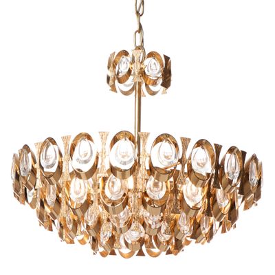 Six Light Crystal Glass And Gilt Brass Chandelier By Sciolari For Six Light Crystal Glass And Gilt Brass Chandelier By Sciolari For Palwa 1