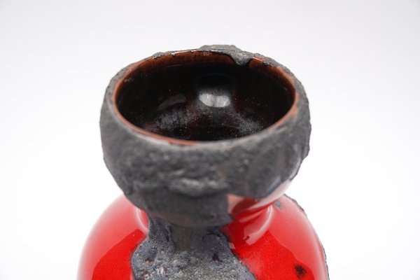 Vintage German Red and Orange Fat Lava Ceramic Vases, 1960s, Set