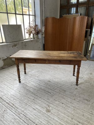 Walnut Bistro Table on Turned Legs 1940s