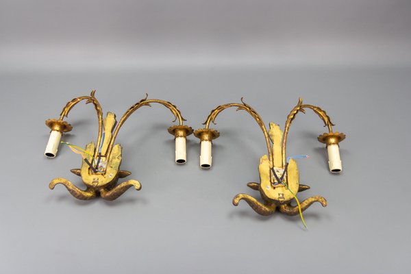 Set of Eight of Italian Iron Tole and Gilt Wood Sconces Priced per Pair Set of Eight of Italian Iron Tole and Gilt Wood Sconces Priced per Pair