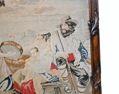 Victorian Hand Woven Tapestry Screen Needlepoint 1840s for sale