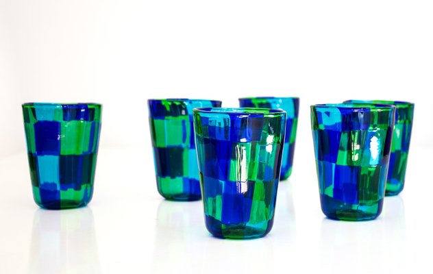 Italian Style Azure Blue Hi-Ball Glasses - 13 oz - Set of 6