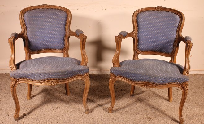 Louis XV Berg res Armchairs in Oak Set of 2 for sale at Pamono