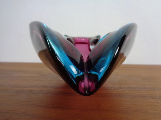 ムラーノ ソンメルソ Flavio Poli ヴィンテージ　灰皿 Large Sommerso Murano Glass Ashtray by Flavio Poli, Italy, 1960s