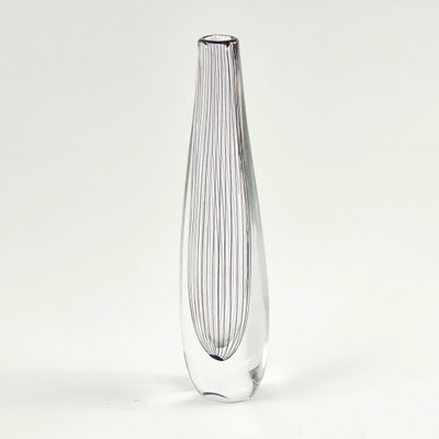 Large Mid-Century Scandinavian Striped Glass Vase by Vicke