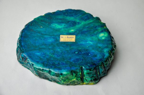 Turquoise Alabaster Ashtray attributed to Romano Bianchi