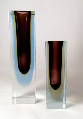 Murano Sommerso Farbige Glasvasen von Alessandro Mandruzzato, 1960er, 2er Set bei Pamono kaufen