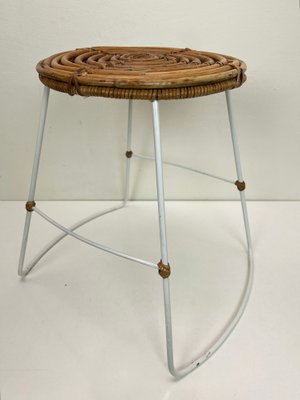Bamboo and Steel Stool in the style of Rohé, 1960s