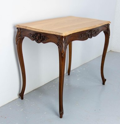 French Louis XV Style Walnut & Oak Side Table with Hidden