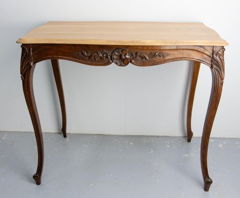 French Louis XV Style Walnut & Oak Side Table with Hidden