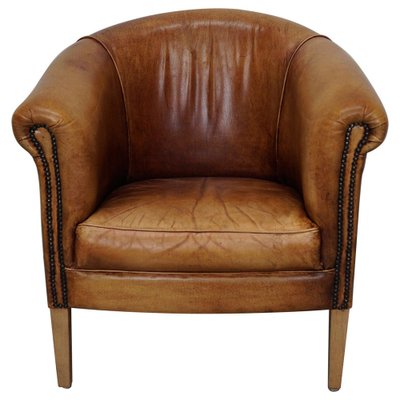 Vintage Dutch Cognac Leather Club Chair for sale at Pamono