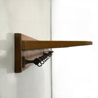 Vintage Italian Straw and Wooden Wall Coat Hanger, 1920s for sale at Pamono