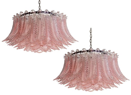 Italian Pink Glass Ceiling Light Chandelier, Murano, 1990s for