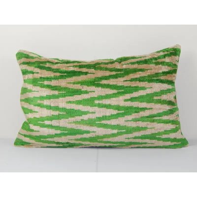 Green top ikat pillow