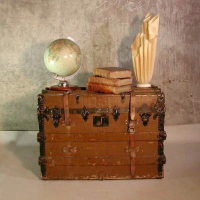 innovator Vintage trunk 約29L Early 1900s Antique Steamer Trunk from 