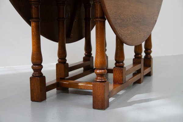 Large Gateleg Dining Table in Oak for sale at Pamono