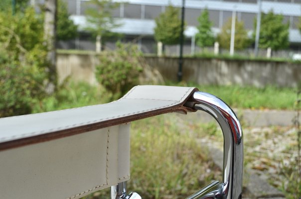 Vintage B3 Wassily Chair in White Leather by Marcel Breuer