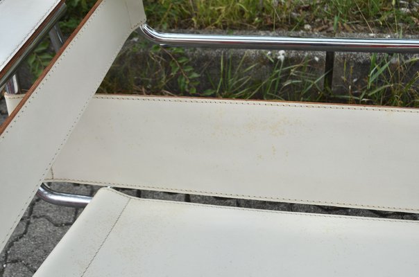 Vintage B3 Wassily Chair in White Leather by Marcel Breuer for