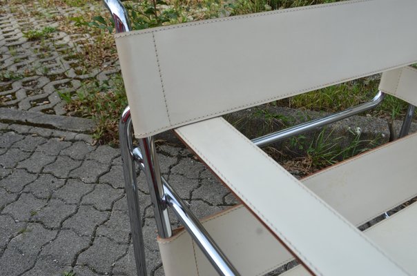 Vintage B3 Wassily Chair in White Leather by Marcel Breuer