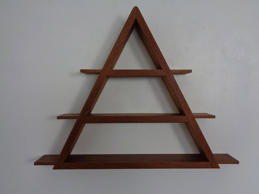 Triangular Teak Wall Shelf, Denmark, 1970s for sale at Pamono