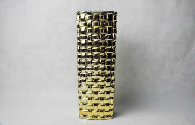 Goldene Glasvase in Bambusoptik von Nachtmann, Deutschland, 1980er bei  Pamono kaufen