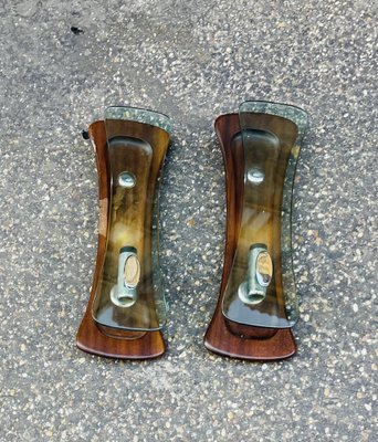 Danish Wall Light in Rosewood and Crystal, Set of 2 for sale at Pamono
