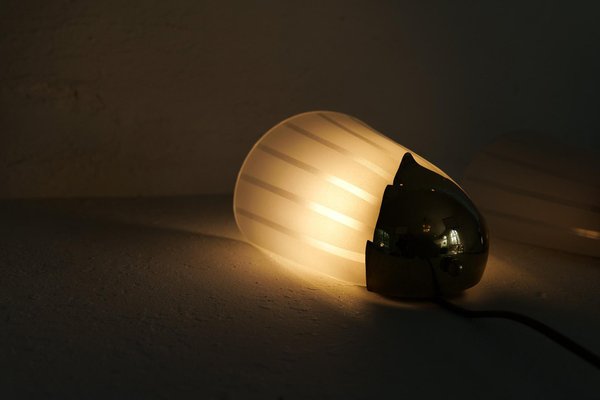 Art Deco Wall Lights in Brass and Glass Sweden 1930s Set of 2