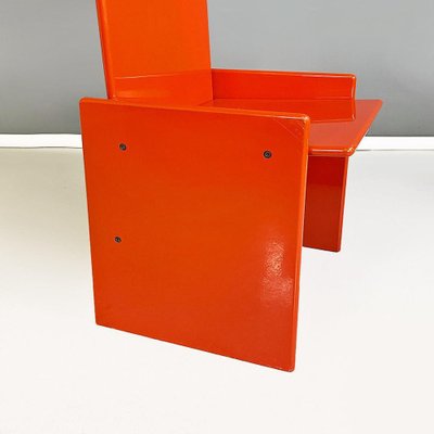 アキ様 オレンジ レッド 28.5 Kazuki Chairs in Red Lacquered Wood attributed to Kazuhide