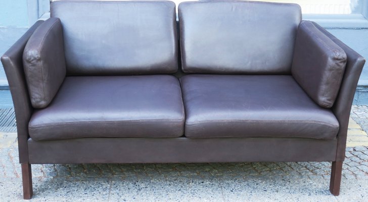 Mid Century Danish Leather Sofa with Down Filled Cushions 1970s for sale at Pamono