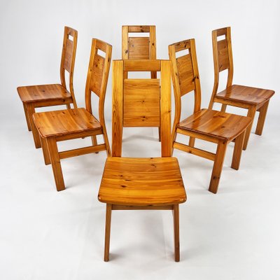 Pine Dining Chairs by Tapiovaara for Laukaan Puu, Finland, 1960s, Set of