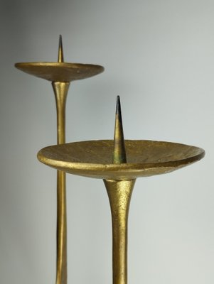 Große Brutalistische Boden Kerzenständer aus Bronze, 1960er